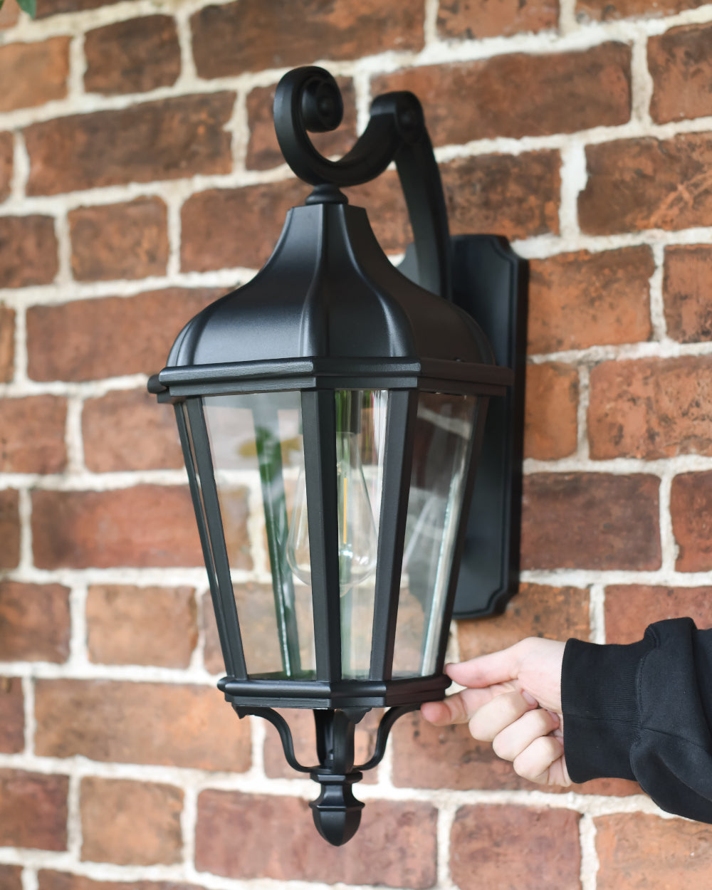 Ornate jet-black wall light 