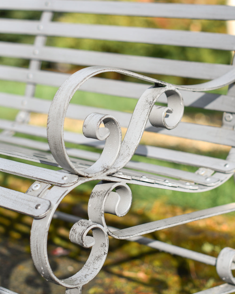Scrolled garden bench arm rest