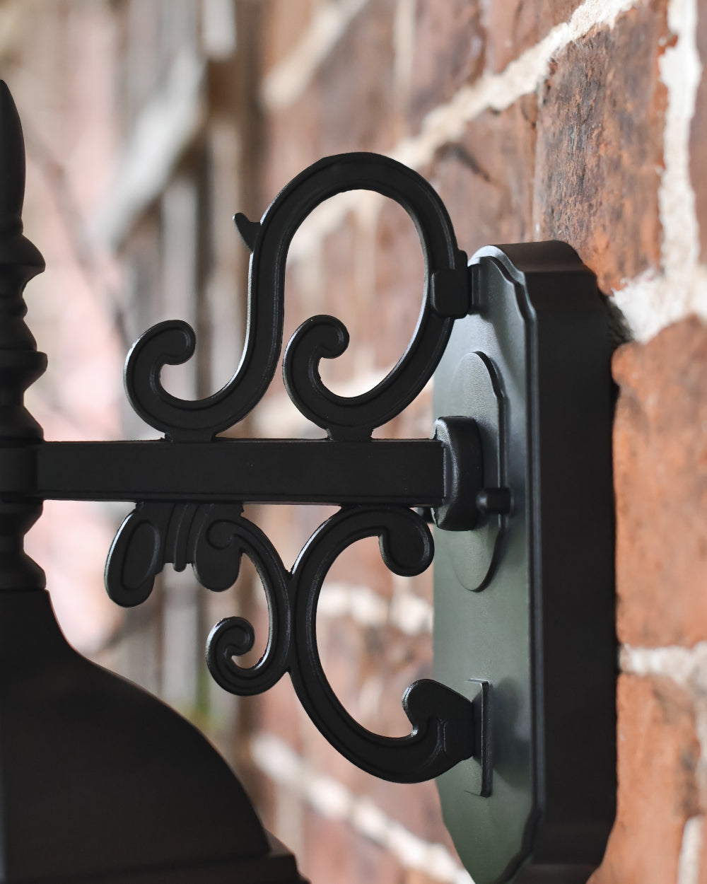 Matte-black ornate top-fix bracket 