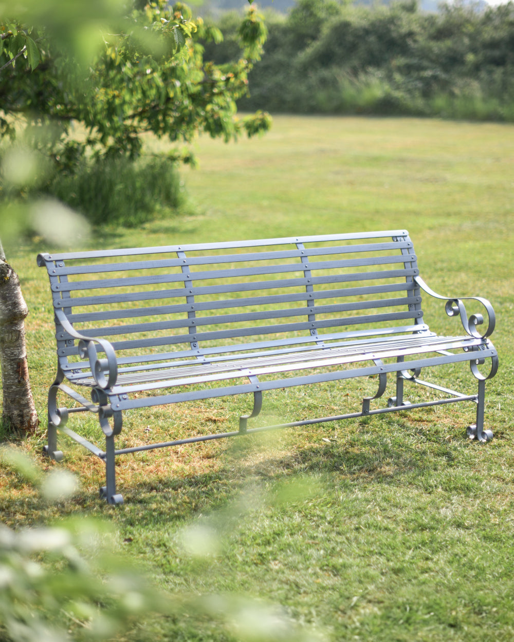 Grey garden bench 