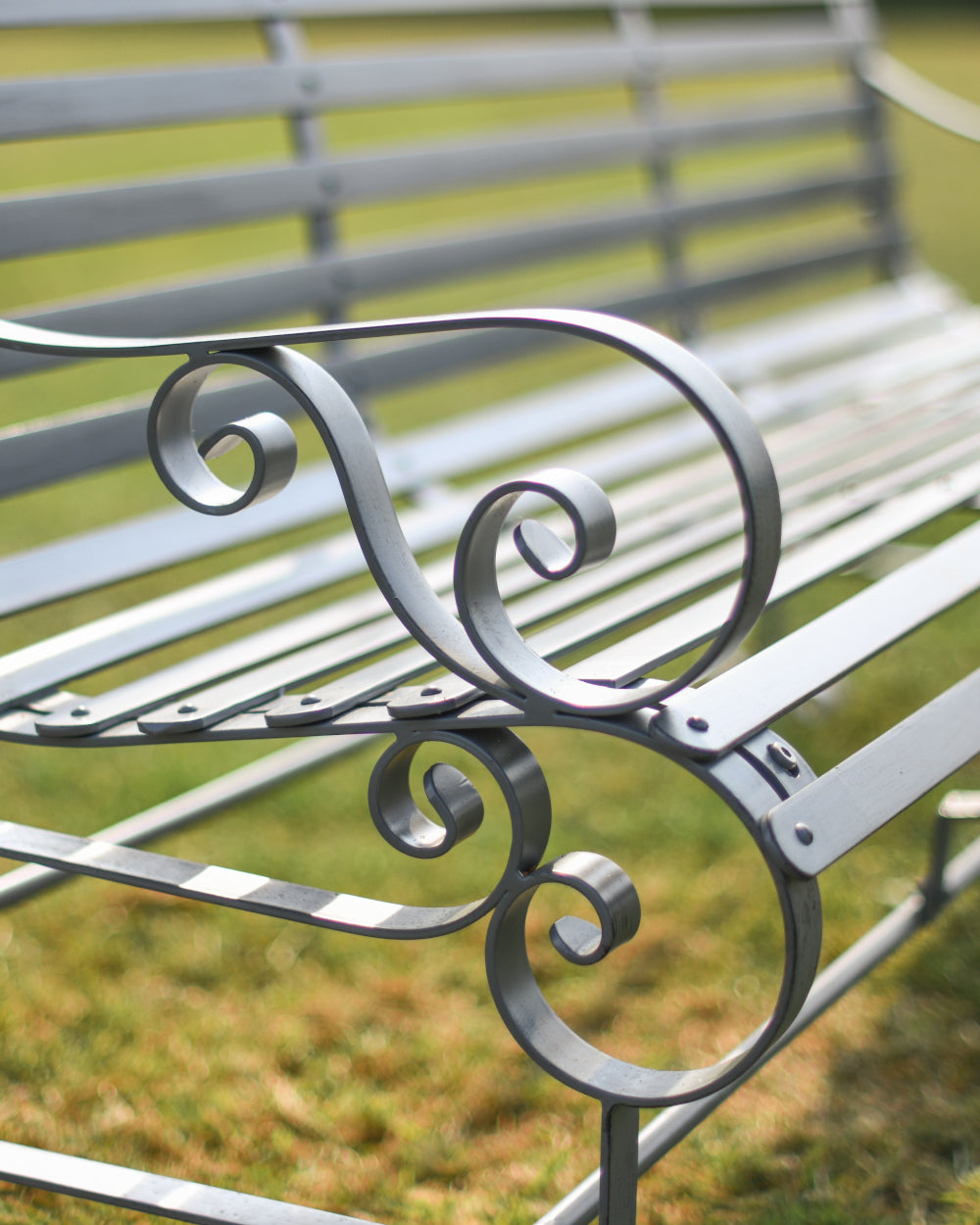 Decorated outdoor bench 
