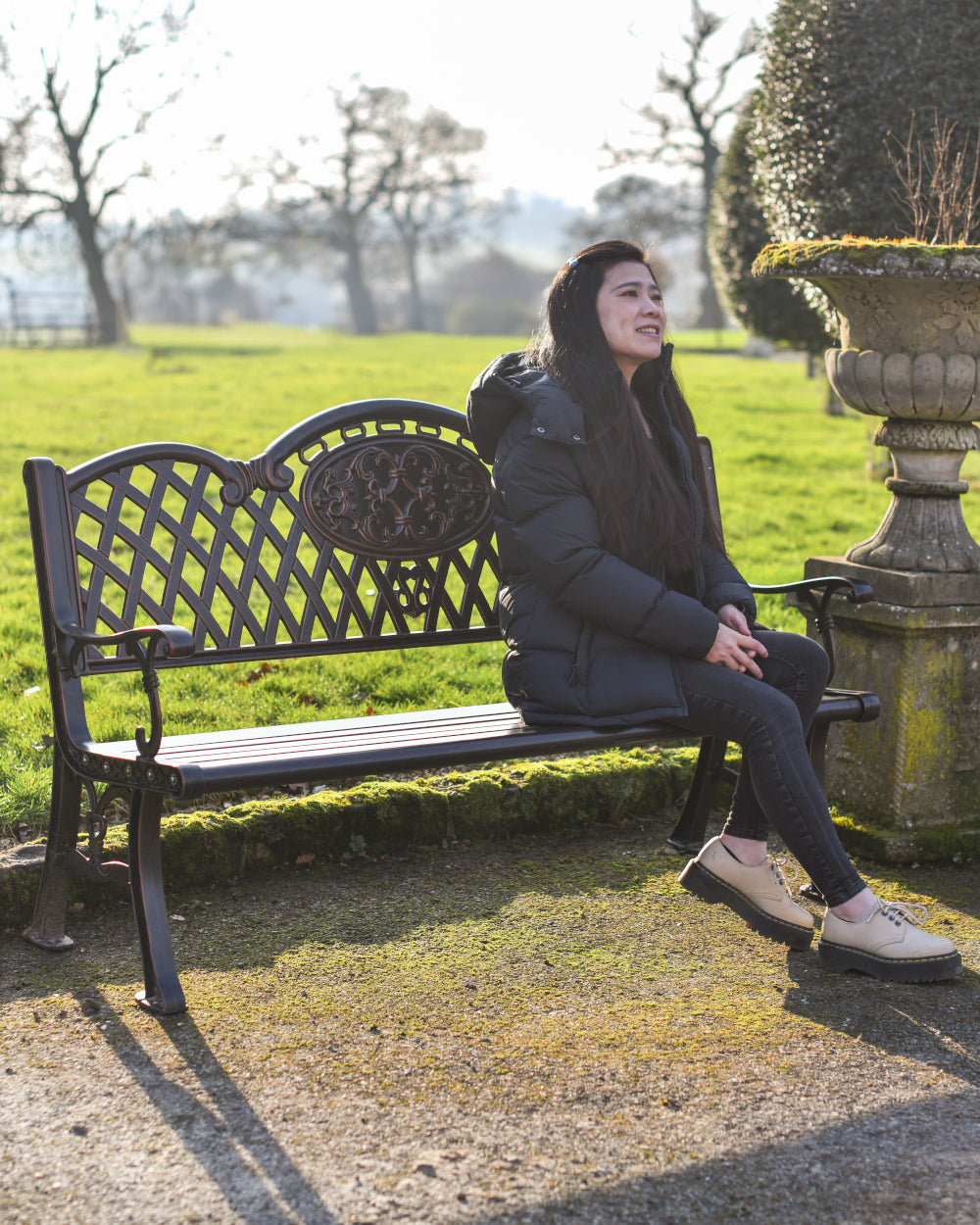 Life-size scale of outdoor bench
