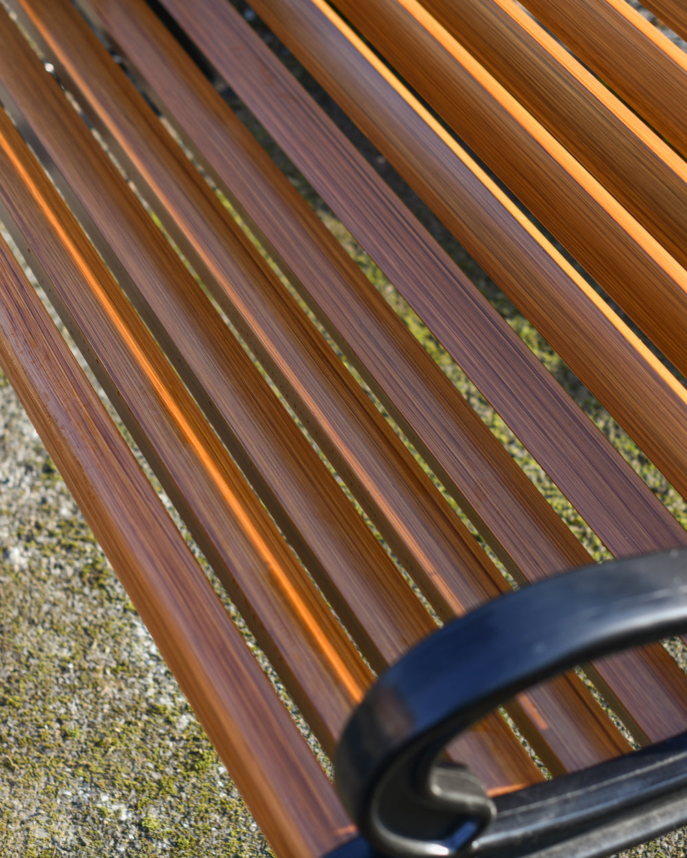 Wooden panelling on garden bench