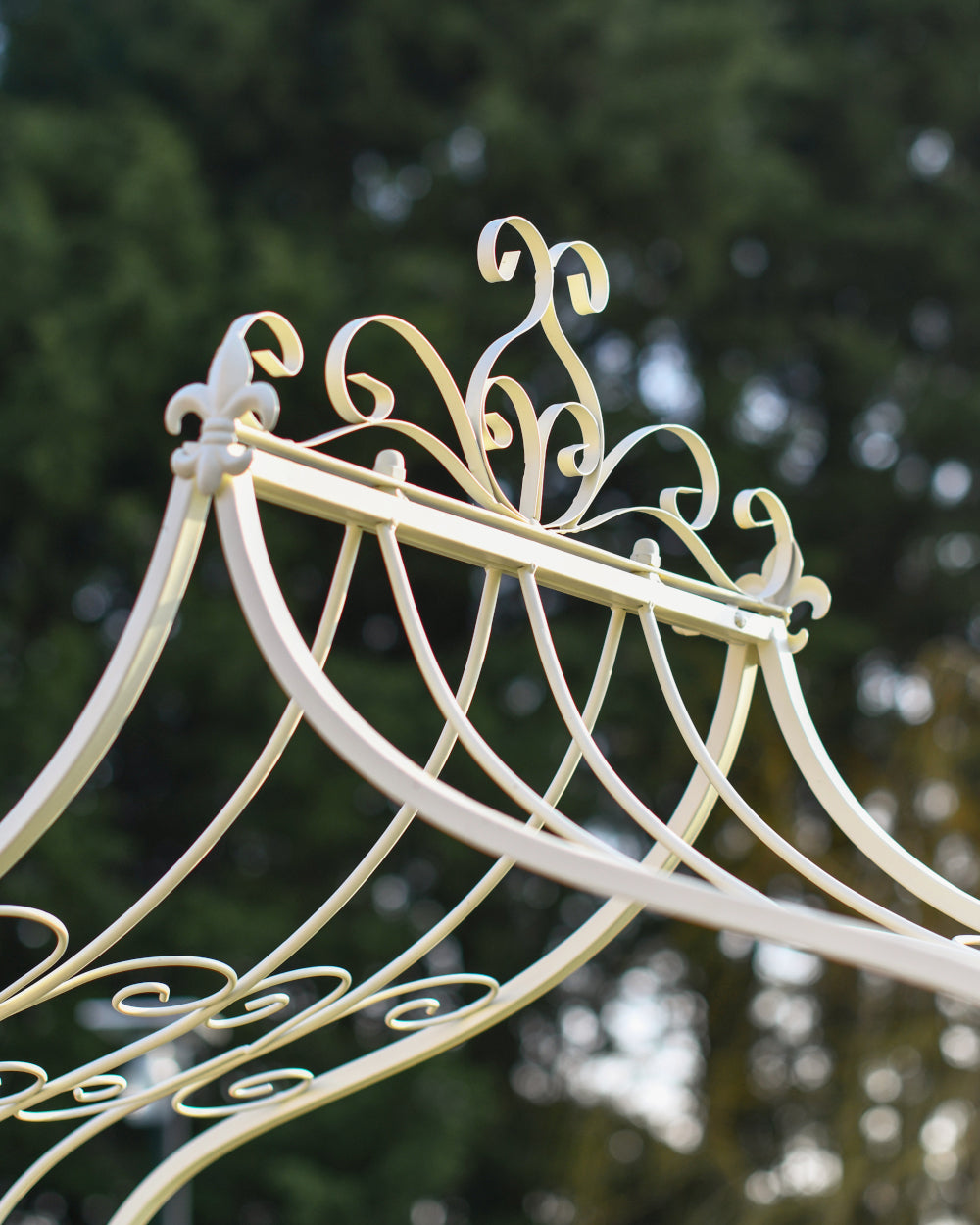 Ornate arched garden bench roof 