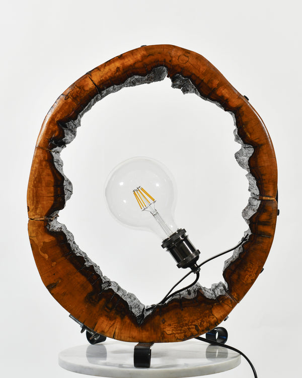 Light Wood Circular Table Lamp