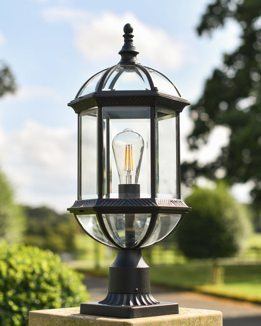 Traditional black pillar light 