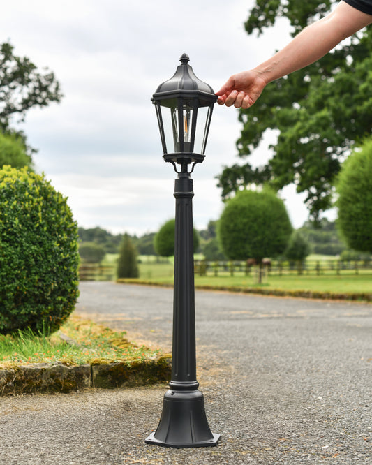 Ornate black pillar light 