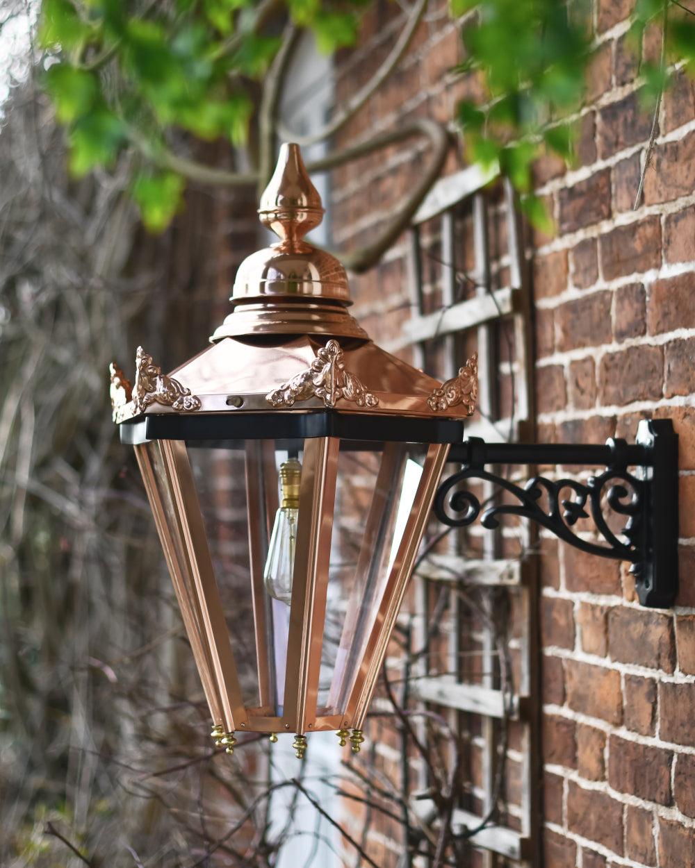 Traditional copper wall lantern