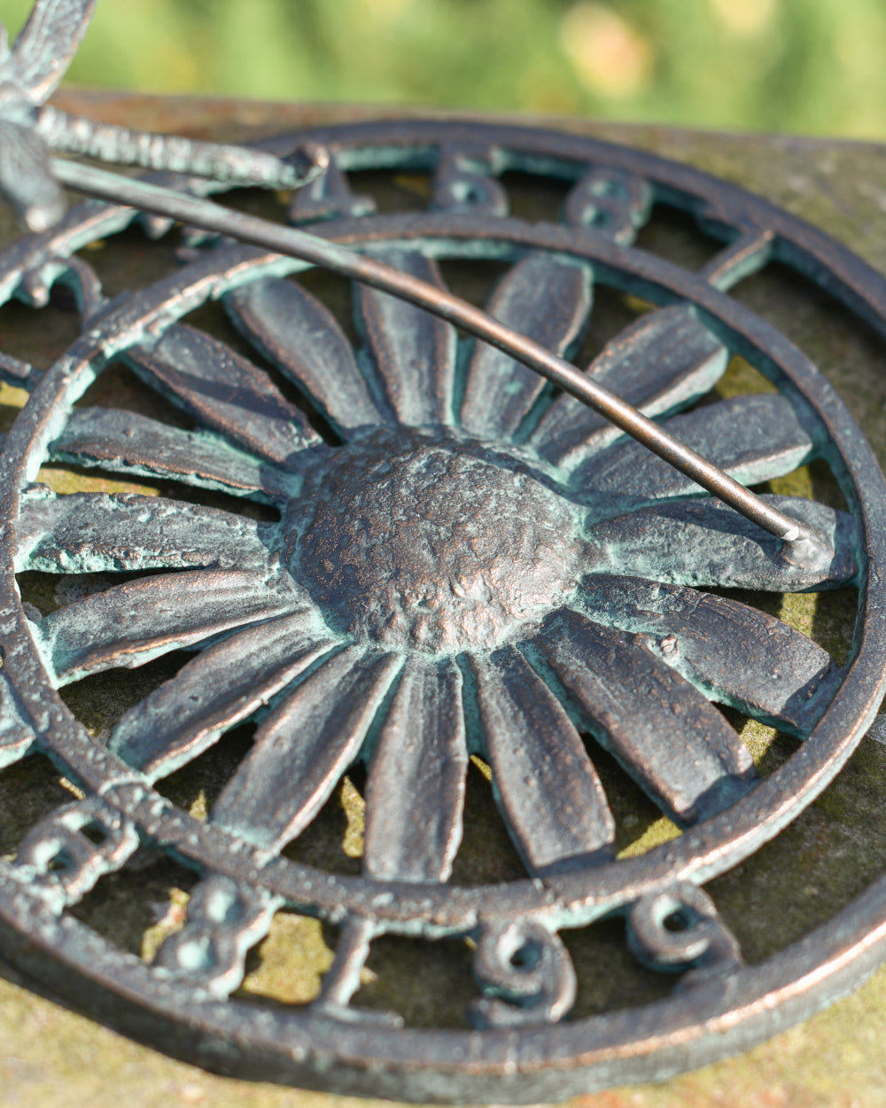 Cast iron flower sundial 