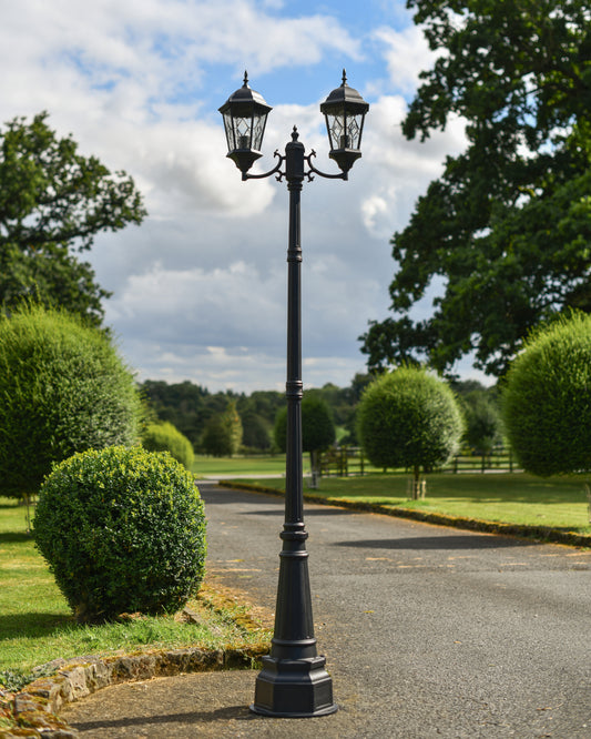 Twin-headed black lamp post 
