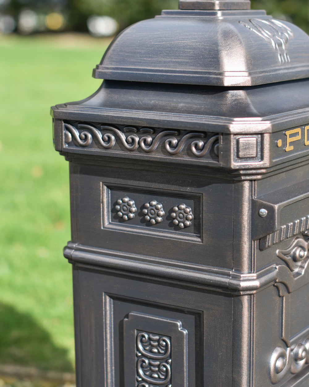 Letter box with scrollwork 