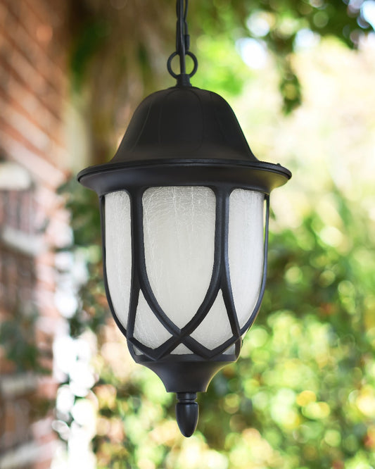 Hanging Frosted Glass Porch Light In Situ 