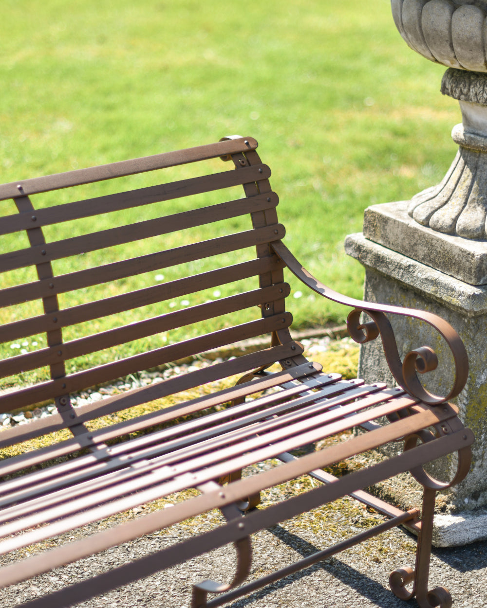 Bench with iron panelling 