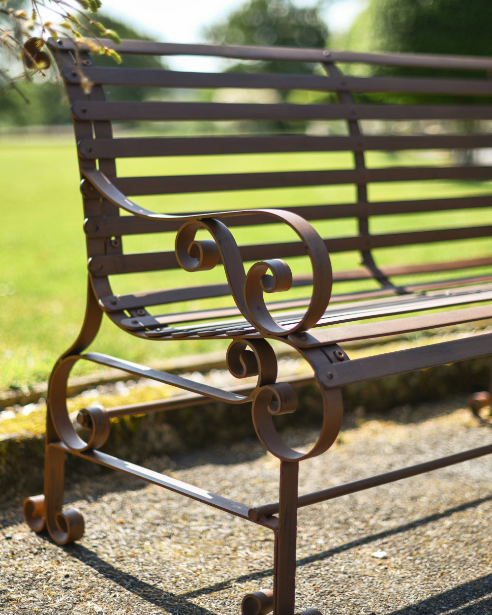 Scrolled bench arm rests 