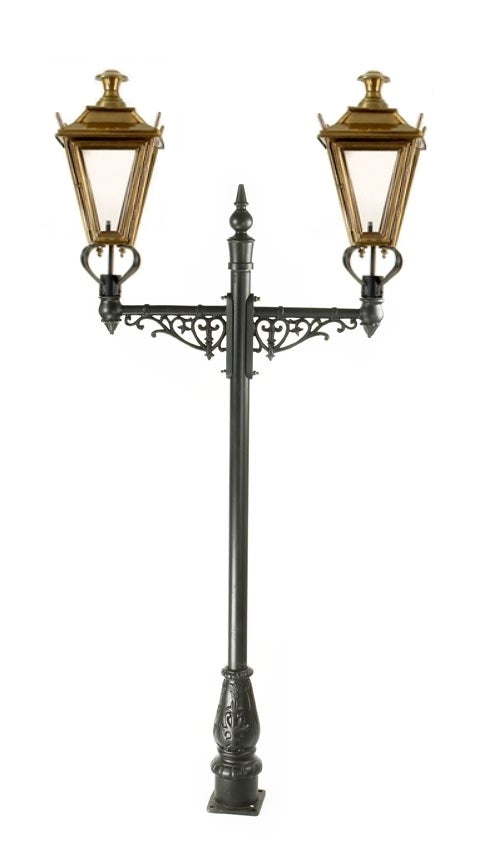 Antique Brass Dorchester Double Head Lamp Post