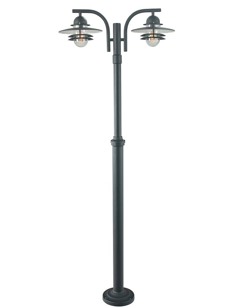 Dual Head Clear Glass Helsinki Lamp Post Black
