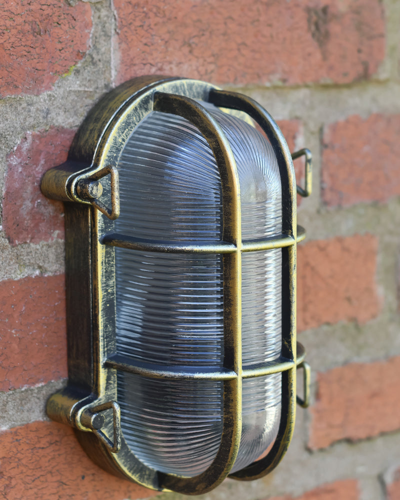 View of the caged nautical outdoor light