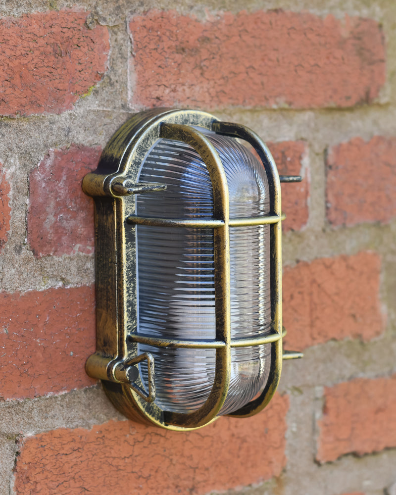 View of the ribbed pane outdoor wall light
