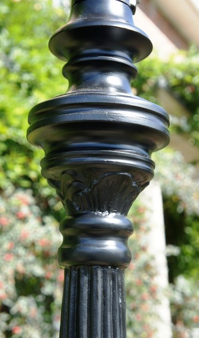 Elaborate patterning on Victorian lamp post