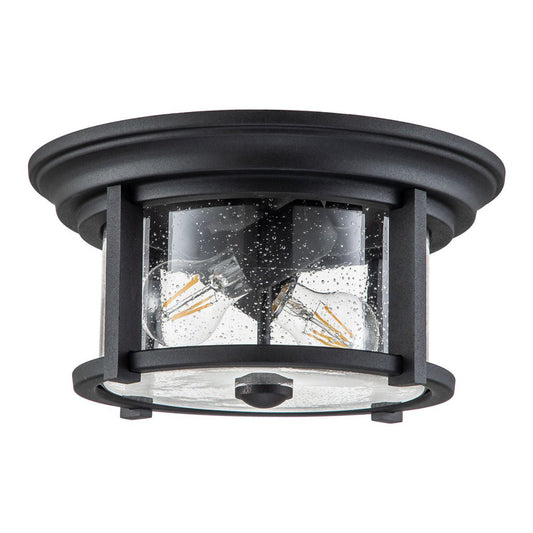 'Elvaston' Flush Fit Circular Ceiling Light In Black
