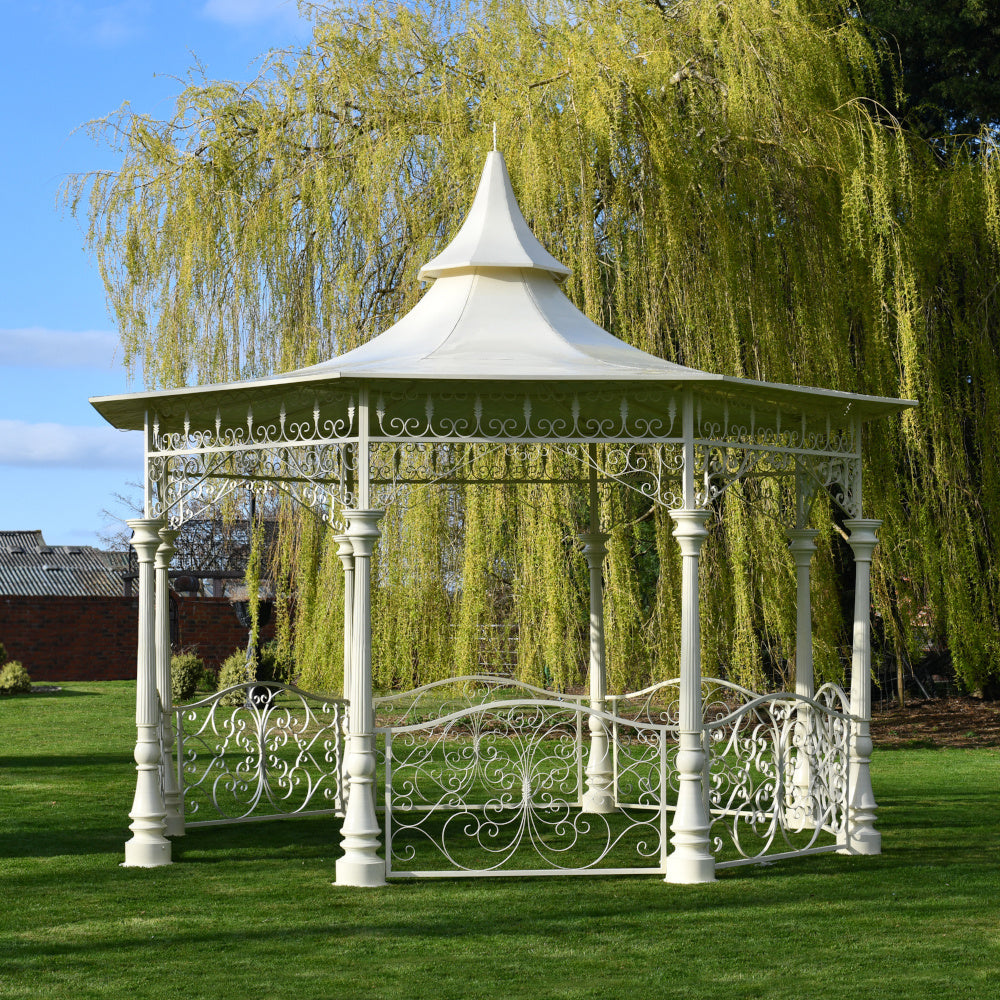 Side view of the Ex-Display 'Sandleford' Exclusive Cream Bandstand - 4.4m