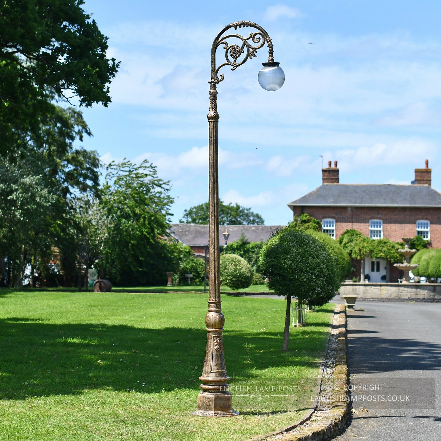 Extra Large Antique Gold Gothic Style Victorian Lamp Post
