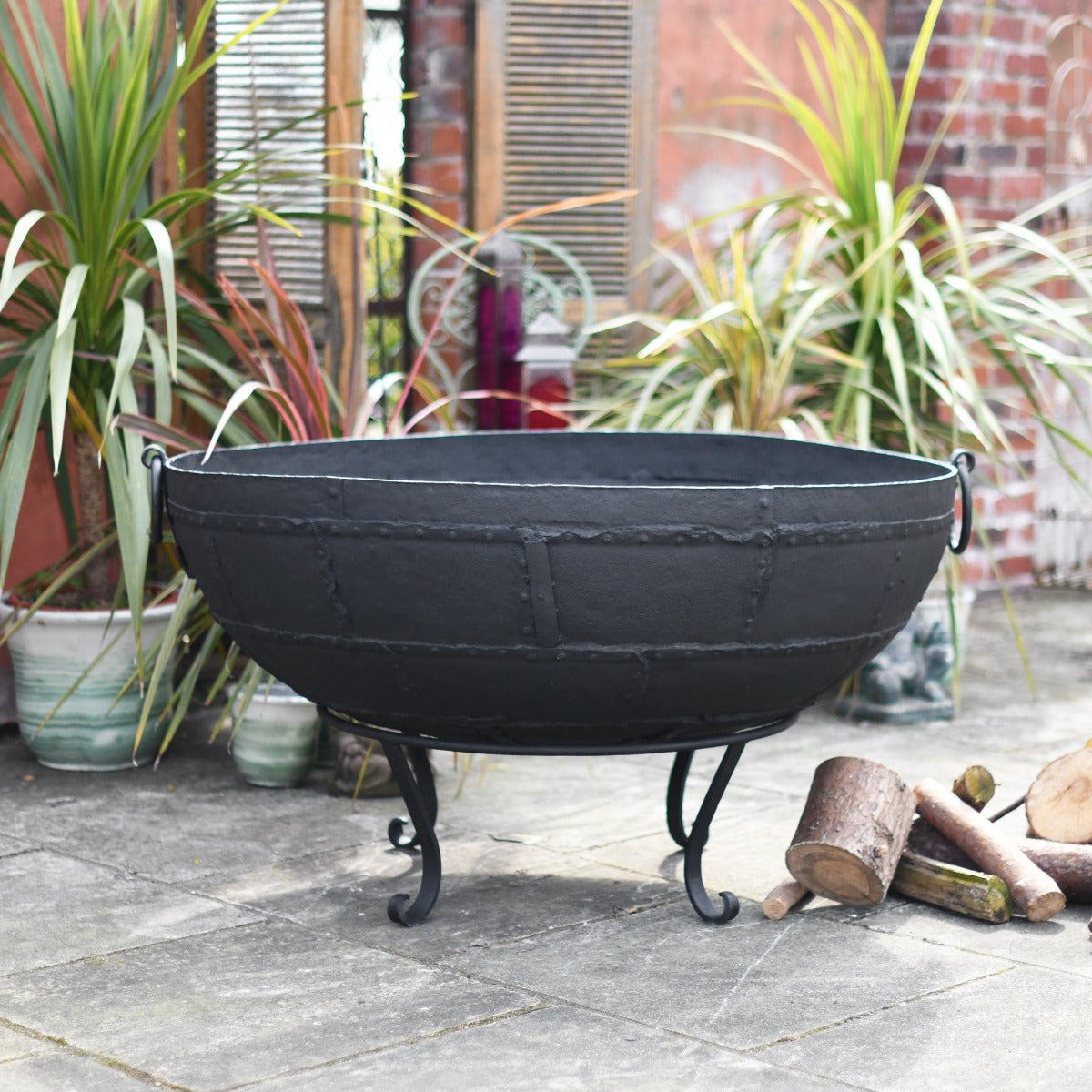 120cm Diameter Wrought Iron Kadai Fire Bowl