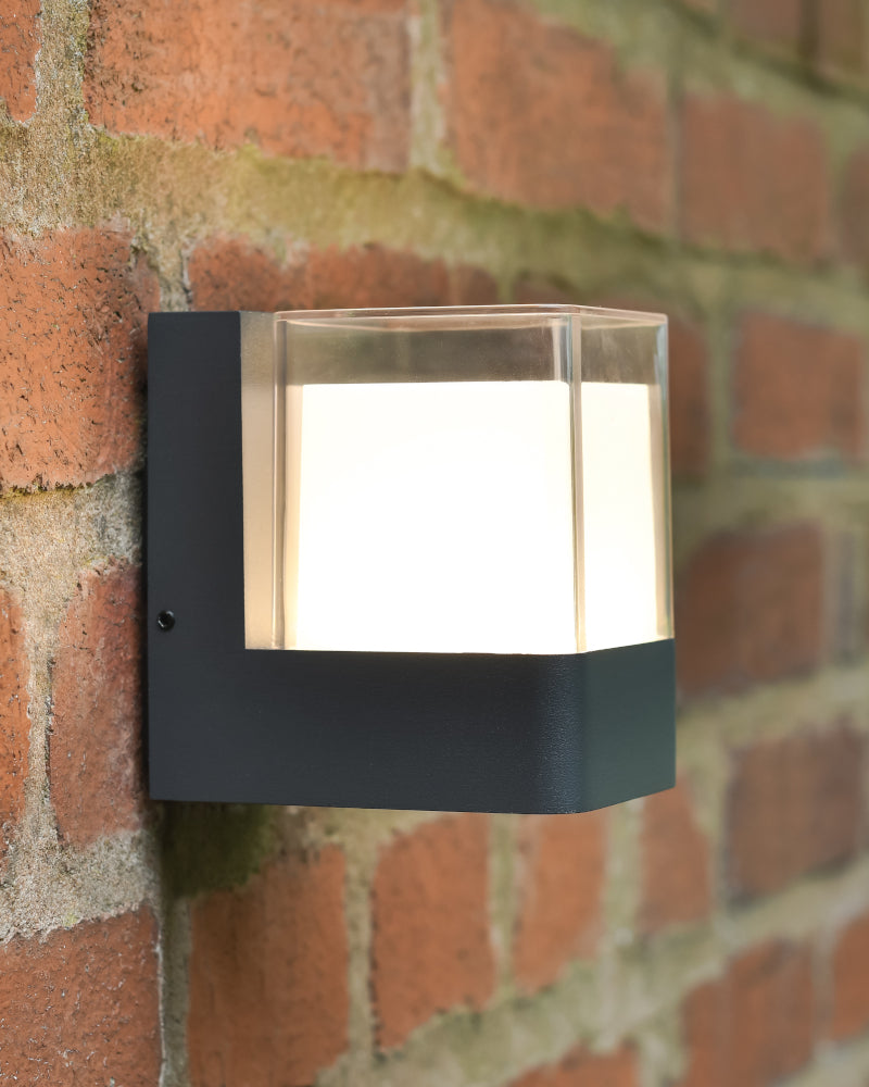 Side profile of the wall light illuminated 