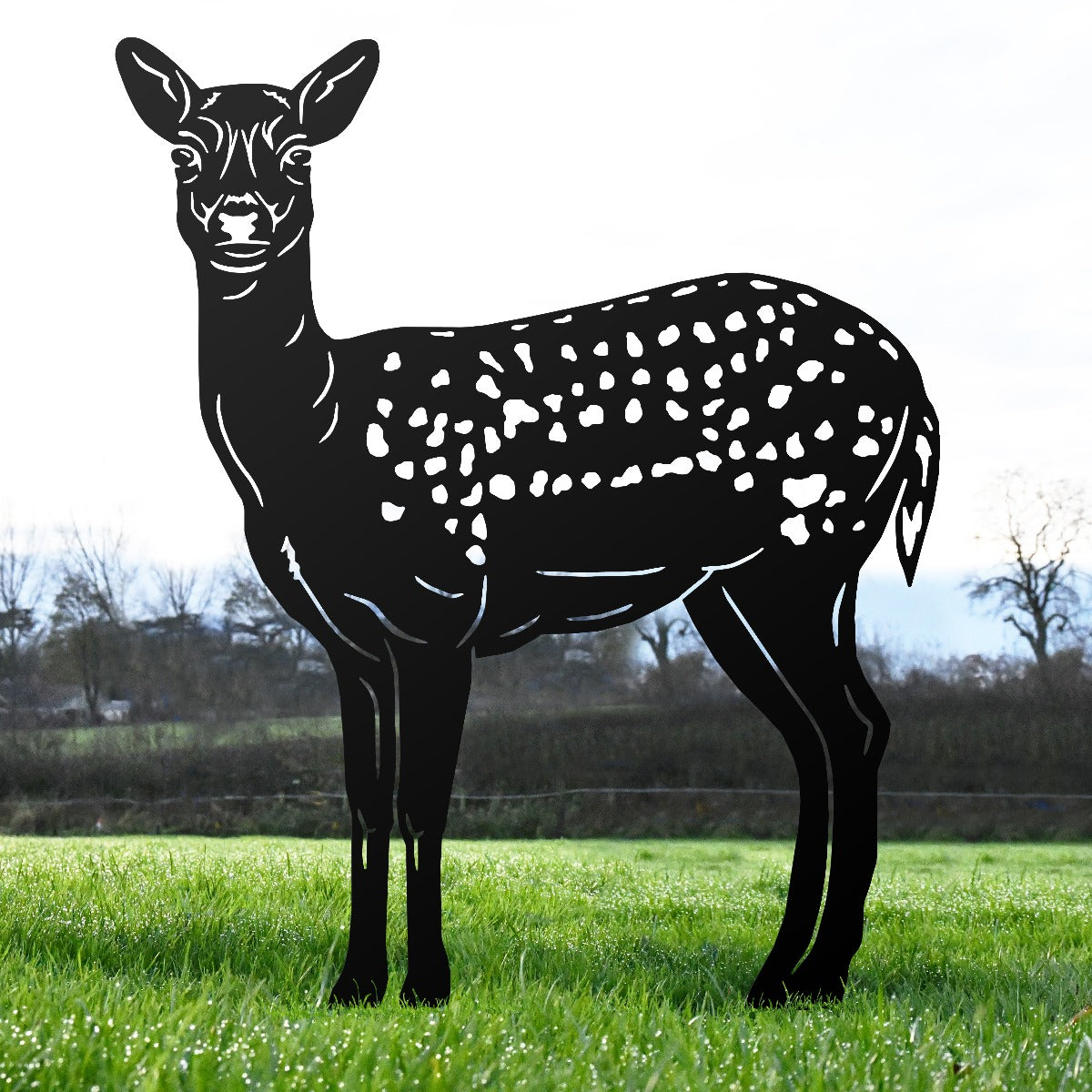 Fallow Doe Garden Sheet Steel Silhouette In Black