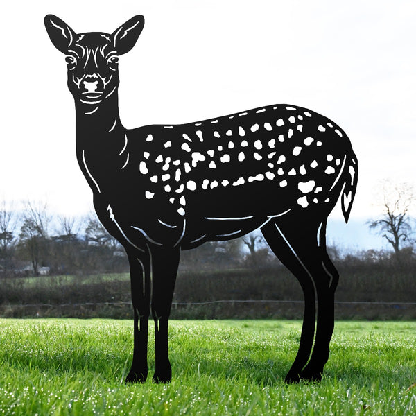 Fallow Doe Garden Sheet Steel Silhouette In Black