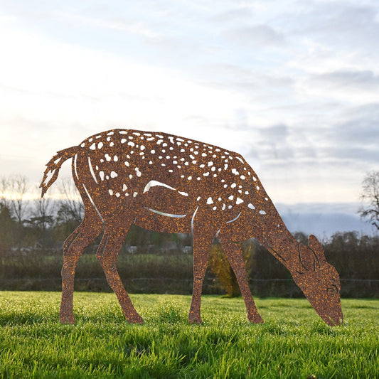Fallow Fawn Garden Sheet Steel Silhouette In Rustic