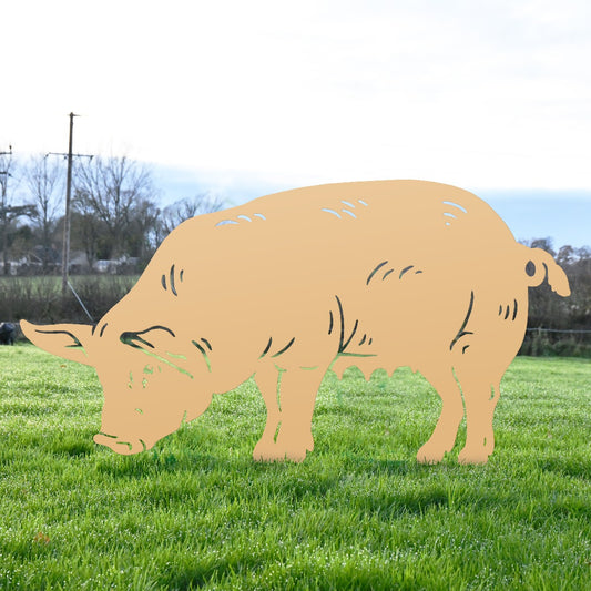 Female Pig Sheet Garden Steel Silhouette In Tan Finish