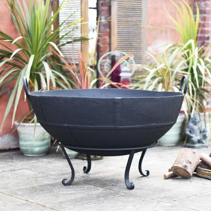 Iron Kadai Fire Bowl in a Black Finish