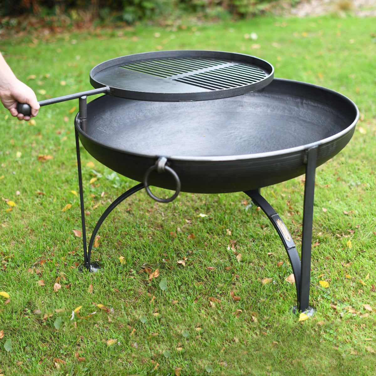 Life size scale of Fire Bowl with Swing Arm and Barbecue Rack