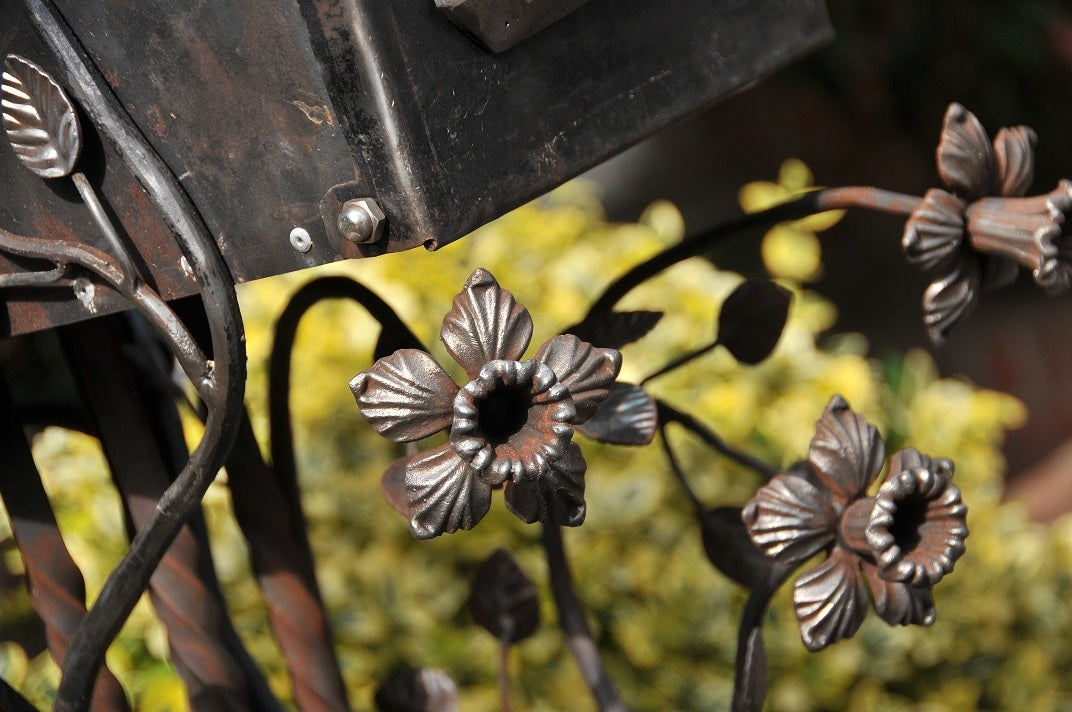 Rustic Iron Floral Deluxe Freestanding Post Box