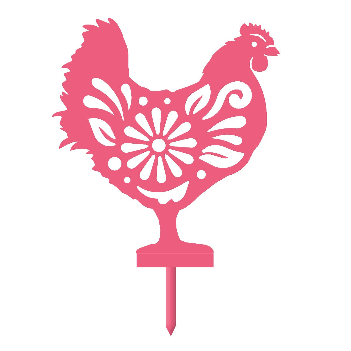 Flower Hen Garden Sheet Steel Silhouette In Pink