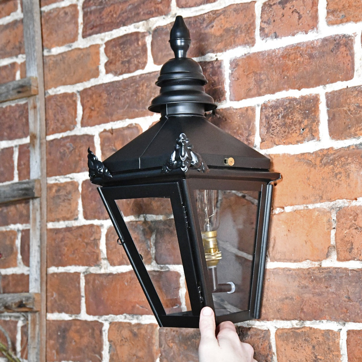 Flush Fitting Black Kensington Wall Lantern