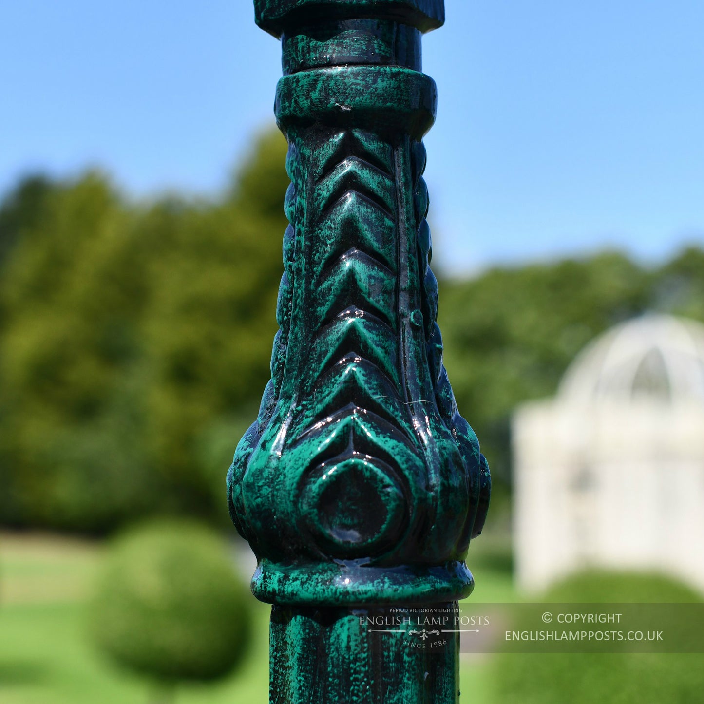 Fluted Antique Green Polyurethane Painted Lamp Post Column