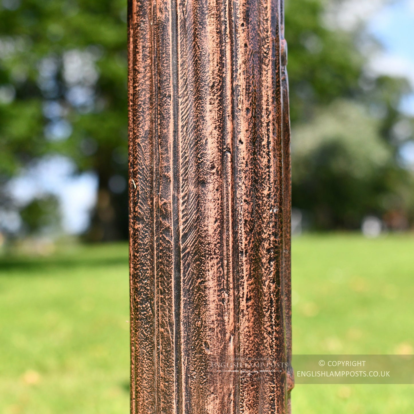 Fluted Cast Iron Lamp Post In Antique Copper