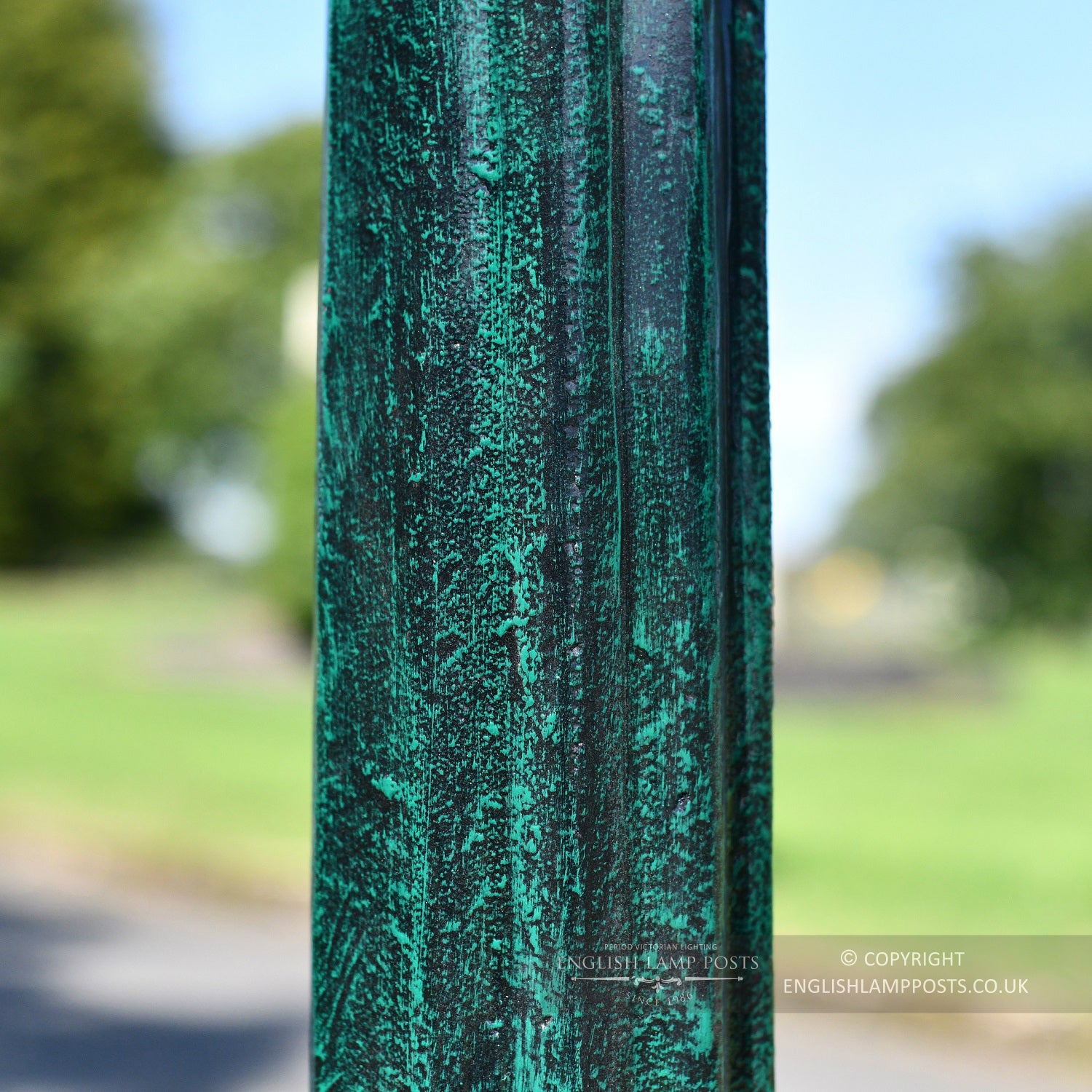 Fluted Driveway Lamp Post In Verdigris Green