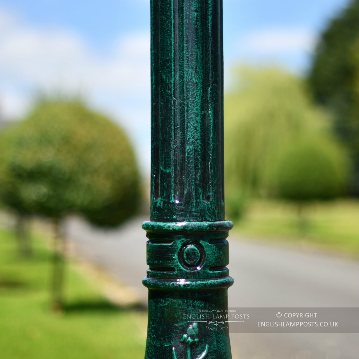 Fluted Verdigris Green Lamp Post Made From Cast Iron