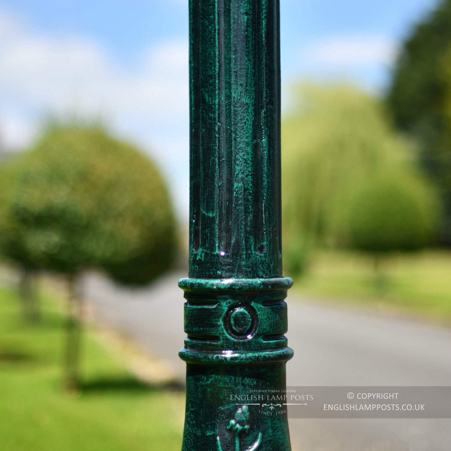 Fluted Verdigris Green Lamp Post Made From Cast Iron