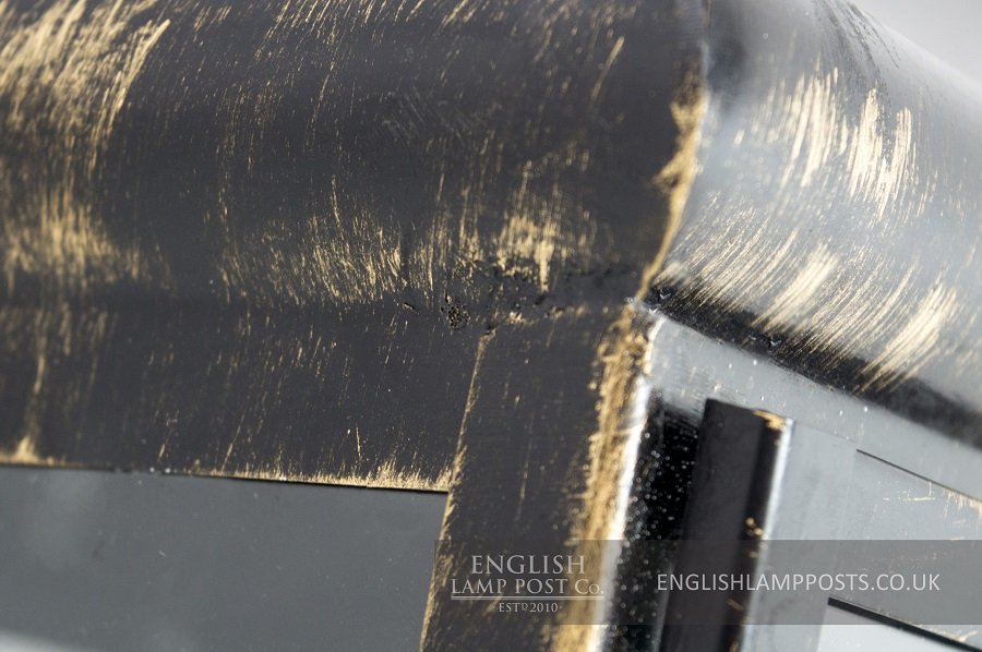 Flush Fitting Black and Antique Gold Wall Lantern