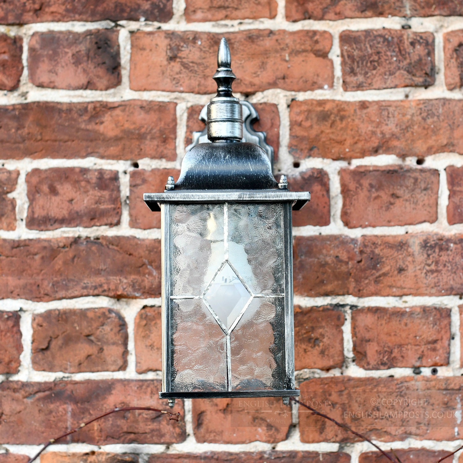 Front On Shot of Antique Silver Porch Lantern
