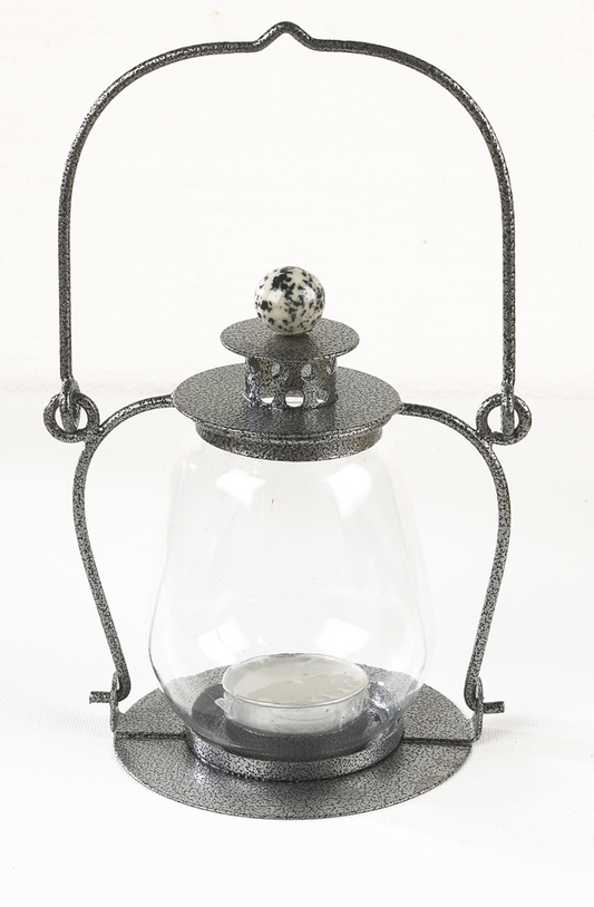 Galvanised Silver Garden Candle Lantern