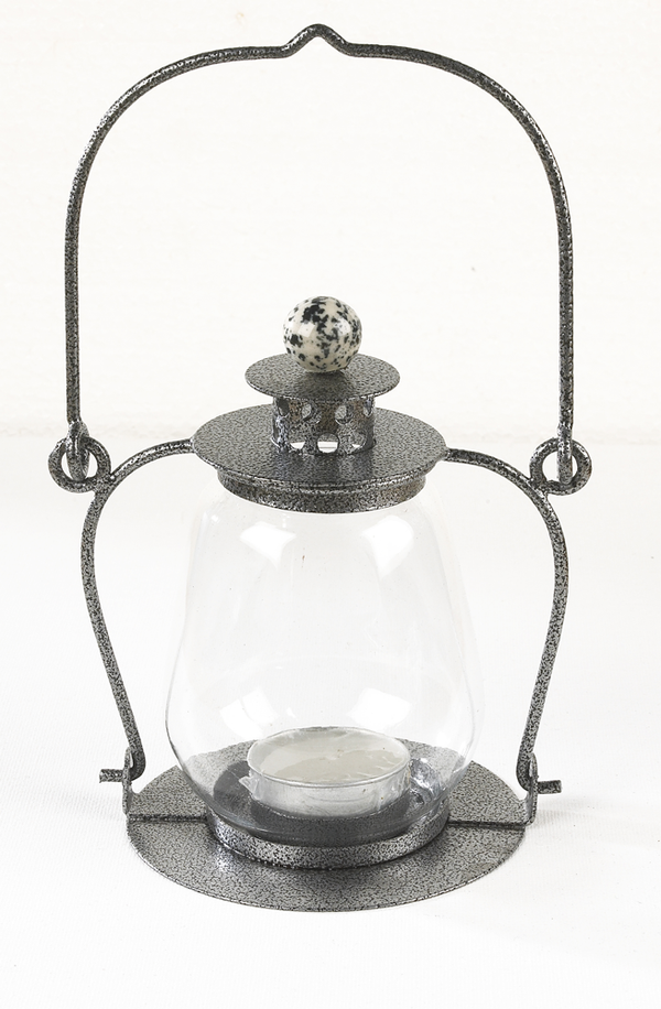 Galvanised Silver Garden Candle Lantern