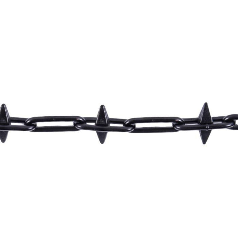 Galvanised Alternate Spiked Bollard Chain on a white background