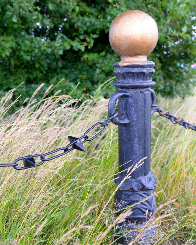 The durable chain linked to a bollard