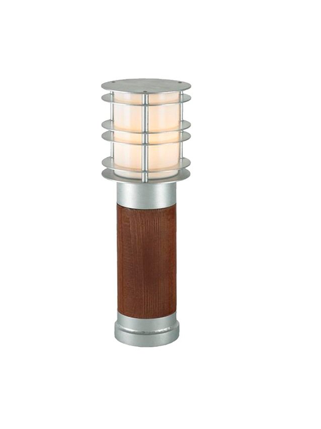 Medium Pine Wood and Steel Bollard Light