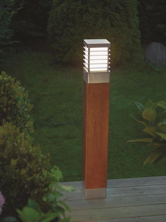 Scandinavian Wood and Steel Driveway Bollard Light